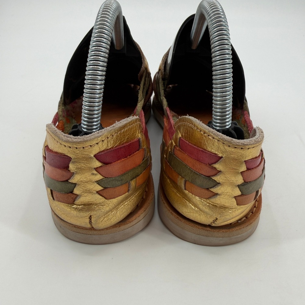 La Galana Handcrafted Leather Huarache Sandals Multicolor Woven Flats Size 38 - Picture 4 of 9